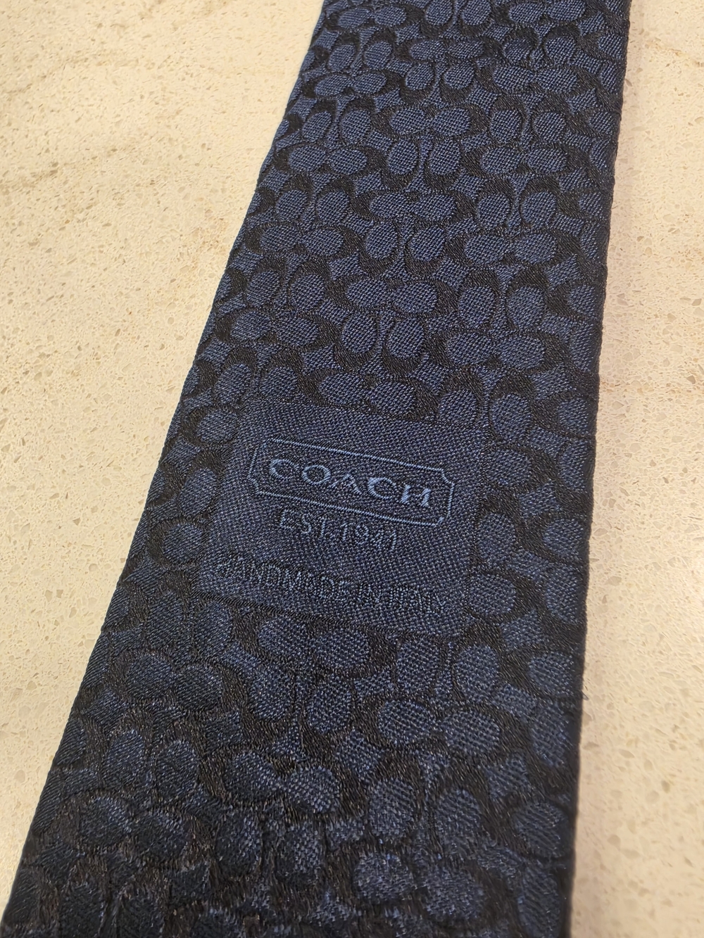 Coach 100% Silk Mens Tie - Navy Blue - Picture 3 of 7